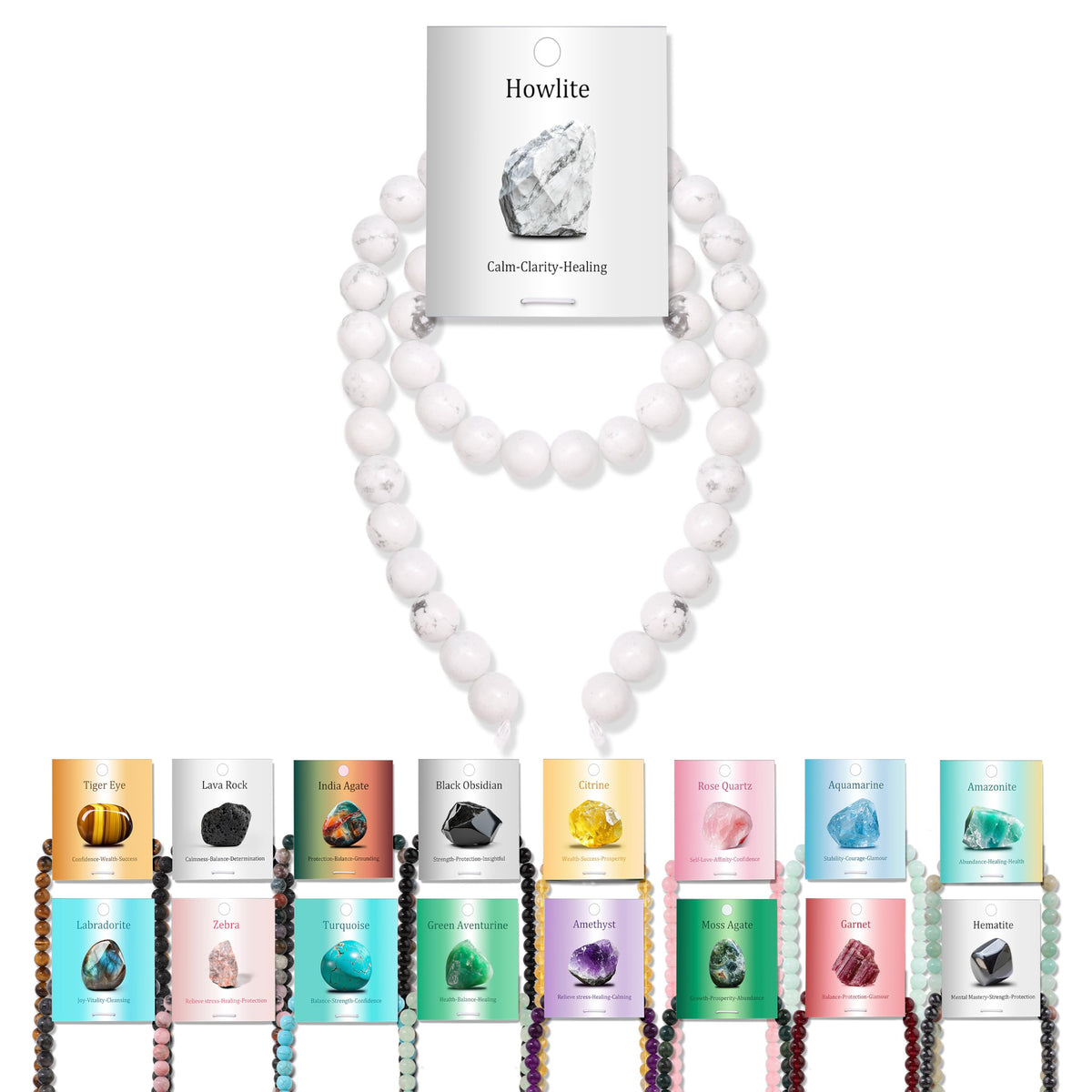Vinswet 45pcs 8mm Howlite Natural Stone Beads Round Genuine Real Stone Beading Loose Gemstones DIY Smooth Bead for Bracelet Necklace Earrings Jewelry Making