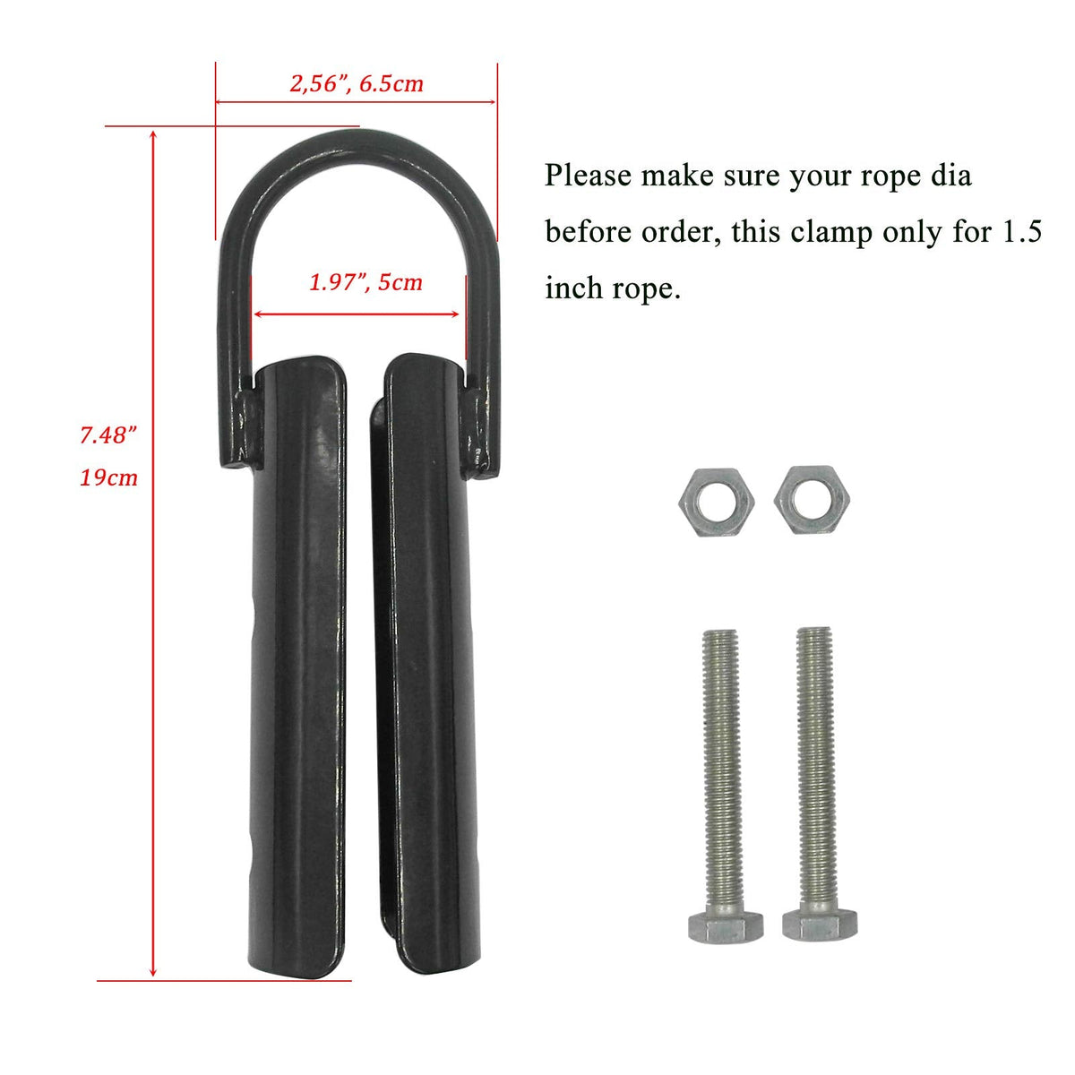 Forellfit 1.5” Climbing Rope Clamp，2 Sets Rope Climb Clasp Workout Rig Attachment Hook for Rope Climbing Garage Gym Fitness Equipment with Carabiner Eyehook Strength Training Home Indoor Safety