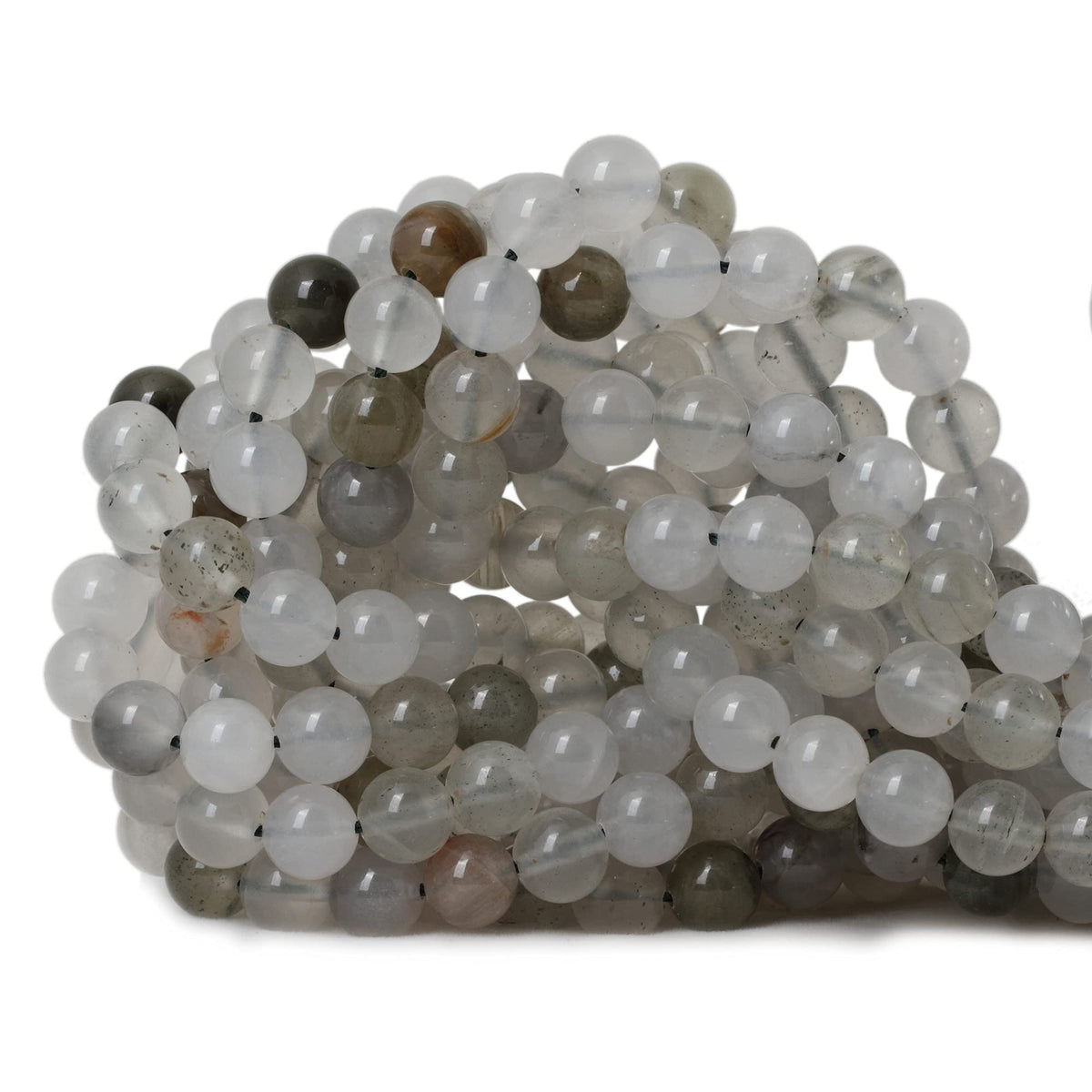 CHEAVIAN 45PCS 8mm Natural Light Green Ice Quartzite Crystal Round Loose Beads for Jewelry Making 1 Strand 15"