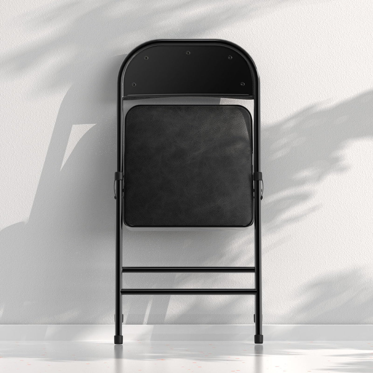 Nazhura 4 Pack Folding Chairs with Padded Vinyl Cushion Chairs with Comfortable Cushion and Durable Steel Frame for Home and Office, for Indoor and Outdoor Events (Black Vinyl Padding 16 Pack)