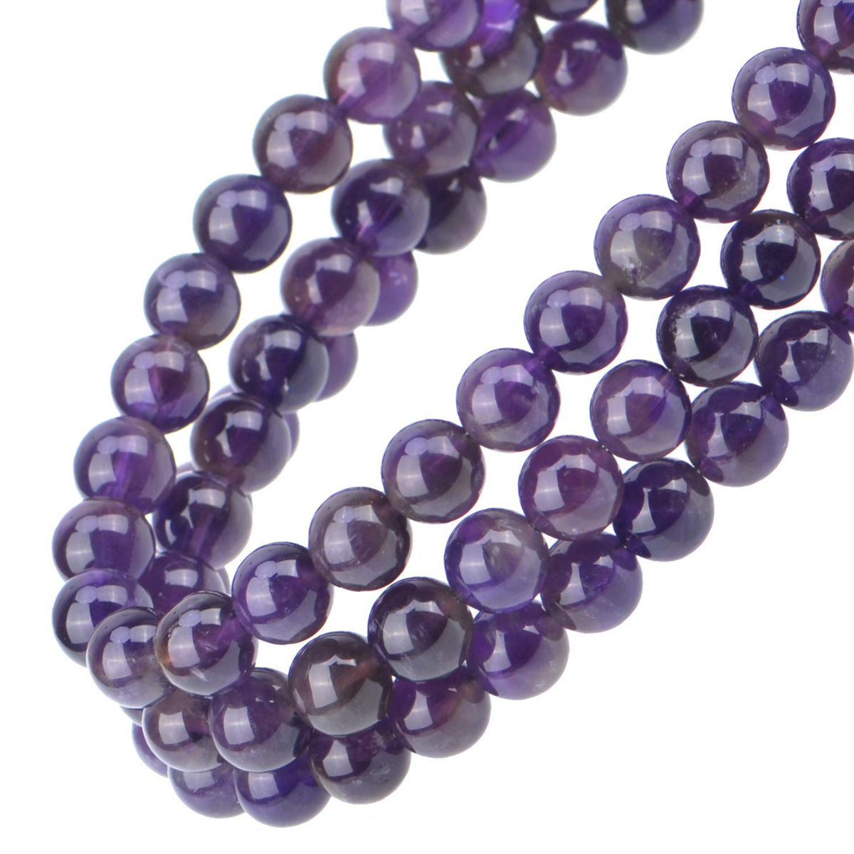 100Pcs Natural Crystal Beads Stone Gemstone Round Loose Energy Healing Beads with Free Crystal Stretch Cord for Jewelry Making (Amethyst, 8MM)