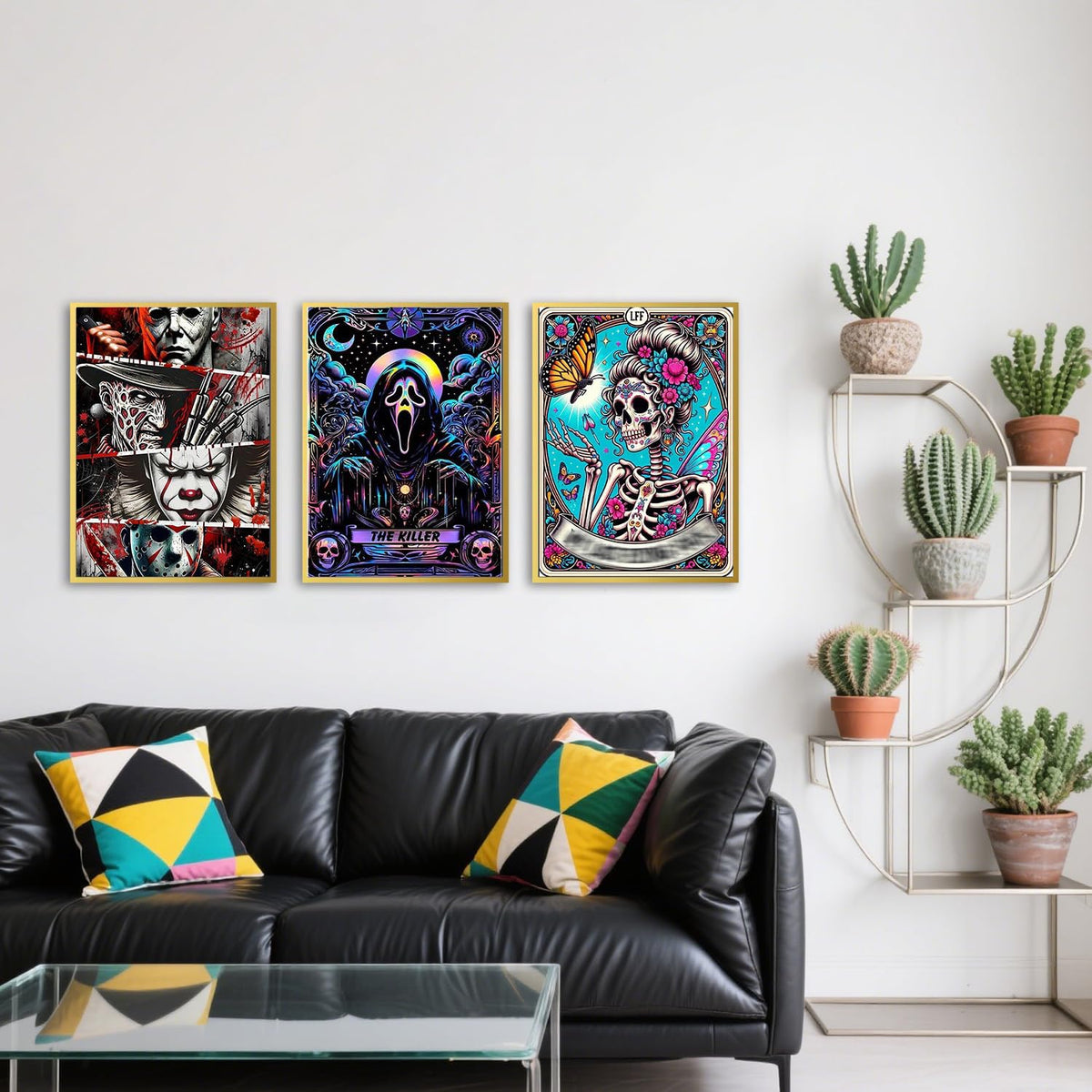 WEMEON 3 Pack Halloween Diamond Painting Kits for Adults Beginners- 3 Pack Skeleton Diamond Art Kits for Adults, DIY 5D Gem Art Kits for Gift Home Wall Decor Gifts(12x16inch)