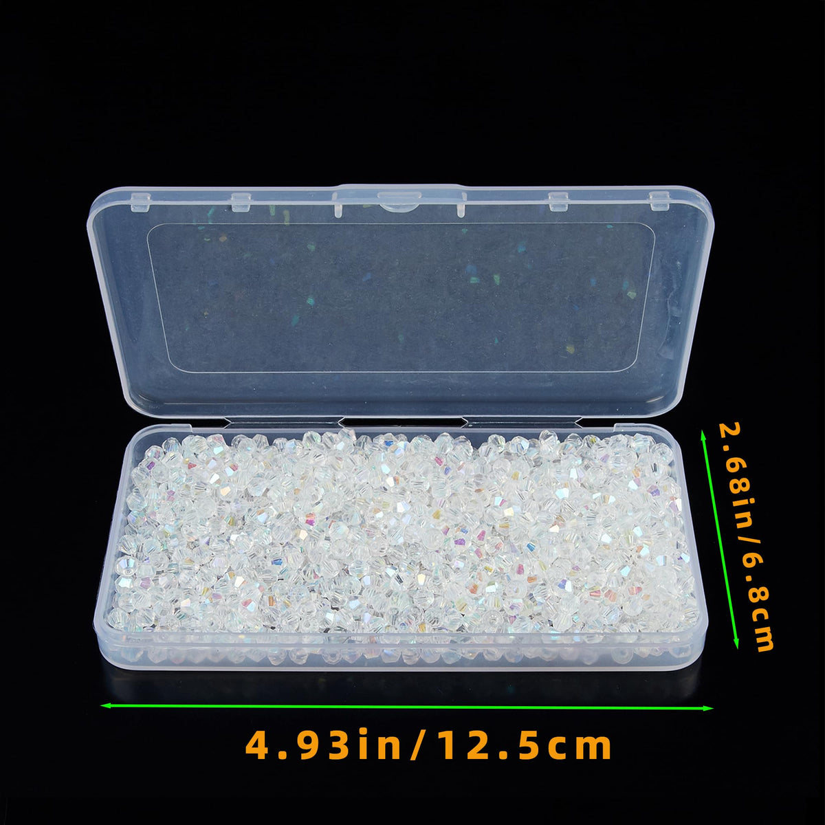 Laopottbeads 1100PCS 4mm Bicone Crystal Glass Beads for Jewelry Making, Sparkling Mini Beads for Suncatchers, DIY Bracelets & Craft Projects (AB White)