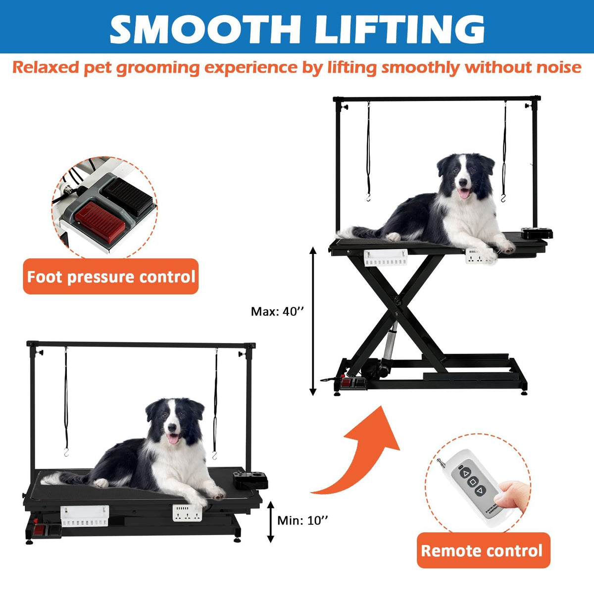50 Inch Dog Grooming Table, Electric Hydraulic Pet Grooming Table, Dog Grooming Station with Aluminium Overhead Arm, Anti Slip Tabletop, 6 USB Ports, Height Adjustable, 300 LBS Capacity, Black