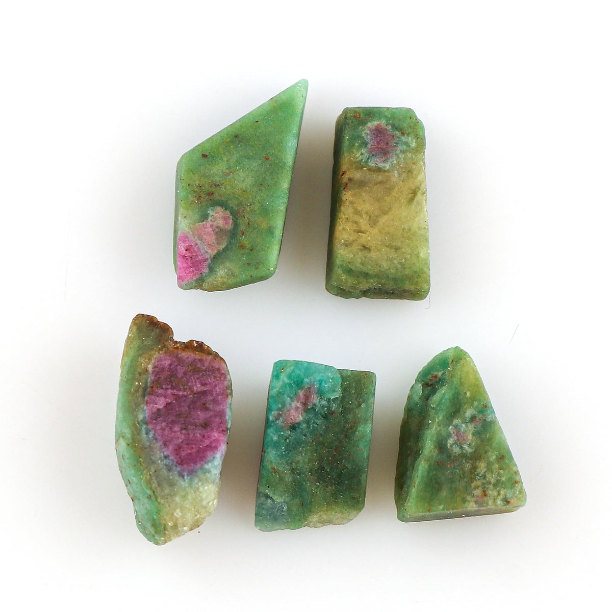 CRYSTALINES 5pcs Wholesale Natural Raw Ruby Fuchsite Gemstone, Untreated Rough Stone, Bulk Loose Supplies, DIY Jewelry Making, Chakra Healing Crystals, Wire Wrap, Gem Collection, AAA Grade
