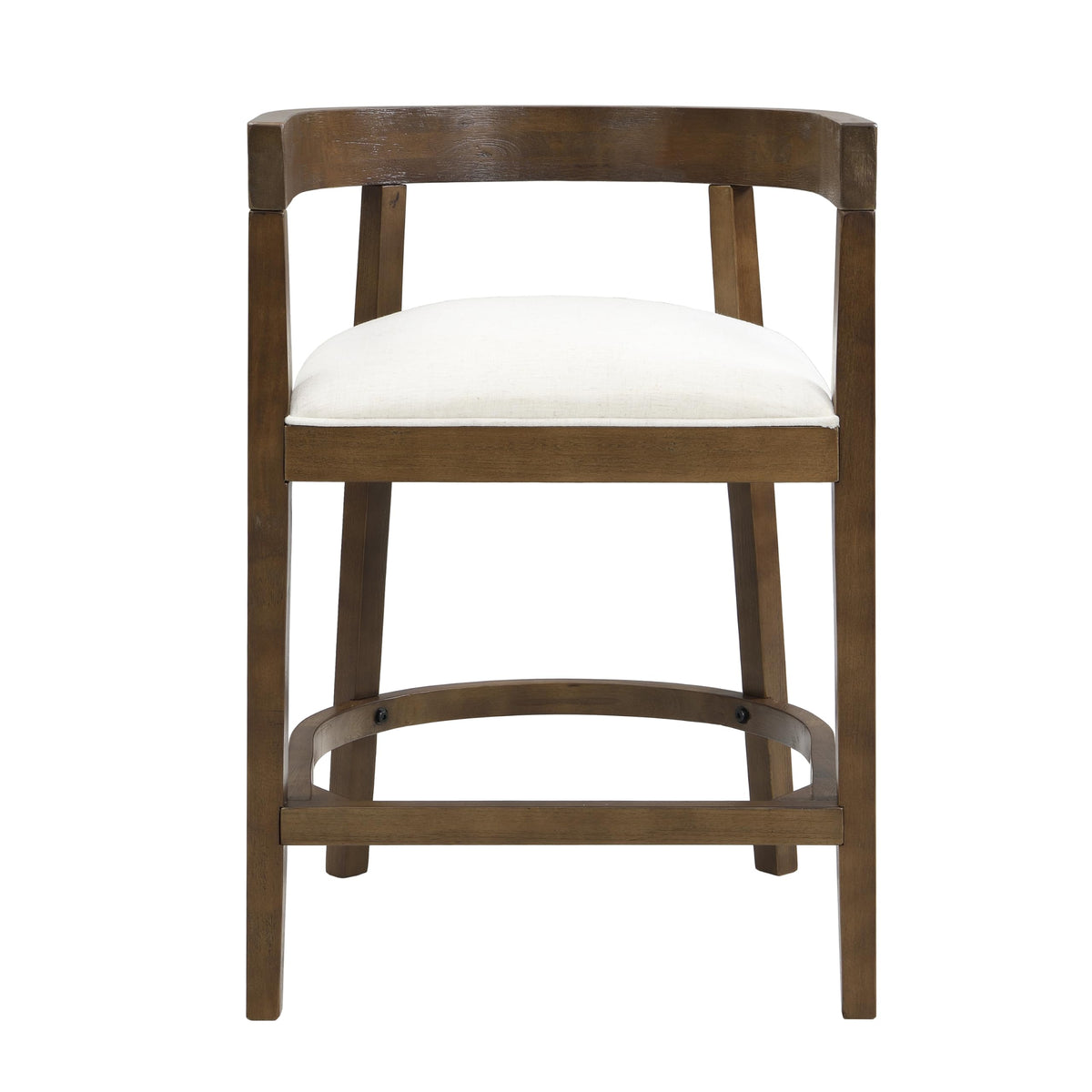 Christopher Knight Home Ebany 25.25" Barstools Set of 2, Rubberwood Counter Stool, Upholstered Seat Bar Chair, Curved Back Barstool, Open Design Stool for Kitchen Dining Island Table, Beige + Walnut