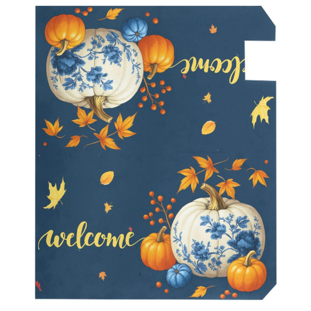 Wamika Welcome Fall Blue Magnetic Mailbox Covers Porcelain Pumpkin Maple Leaves Mailbox Cover Over Size Full Magnet Garden Yard Porch Mail Boxes Cover Holiday Decorations 25" L x 21" W