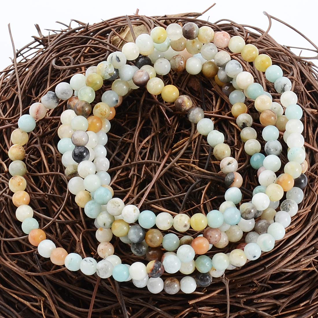 MASSIVE BEADS Mulitcolor Amazonite - Stone of Harmony - Handmade Yoga Stretch Elastic Bracelet Natural Stone Crystal Healing Power Energy Gifts for Unisex Adult 4mm