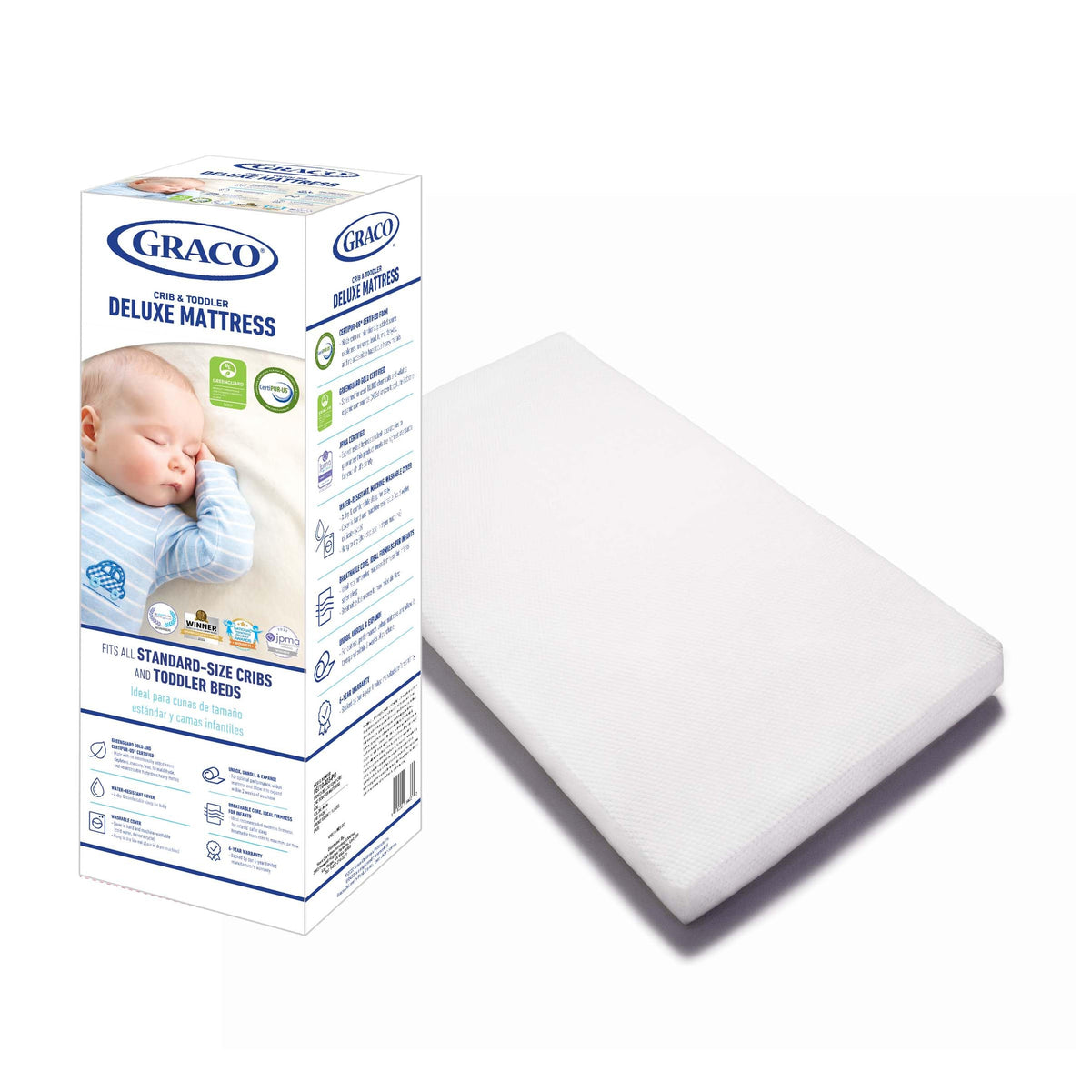 Graco Remi 4-in-1 Convertible Crib & Changer (Gray) - with Graco Premium Foam Crib & Toddler Mattress