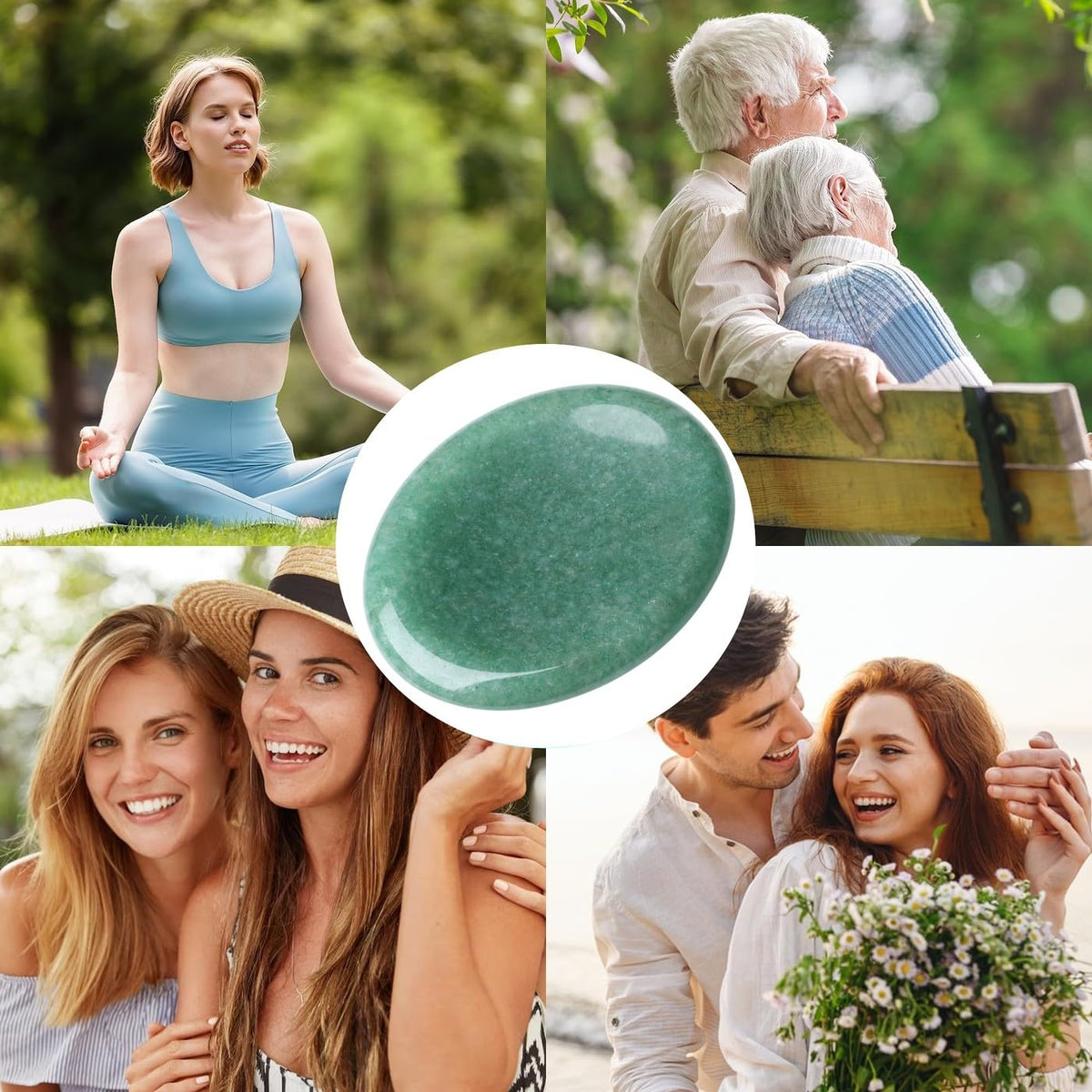 NUKAYAI Thumb Worry Stone Green Aventurine Crystal Trinkets Crystals and Healing Stones Oval Natural Fidget Meditation Accessories Gemstones Reiki Pocket Palm Tiny Anxiety Relief Items for Women Men