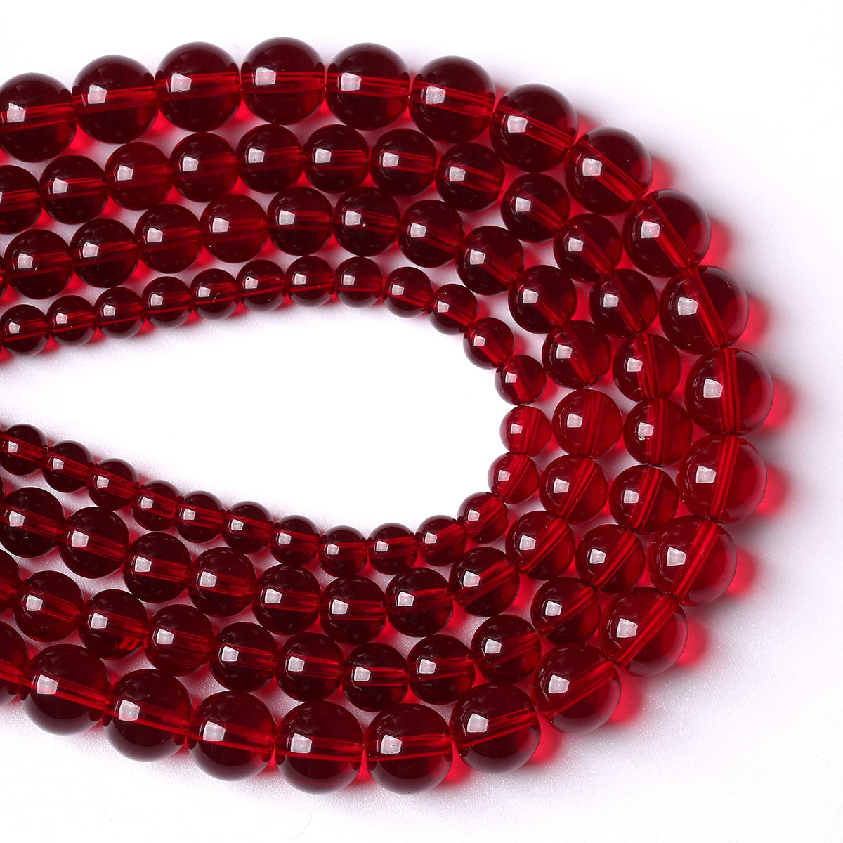 Smooth Garnet Red Glass Crystal Round Loose BeadsFor Jewelry Making DIY Bracelet Necklace Accessories 6mm 68pcs 15" Strand(Garnet Red Glass, 6mm)