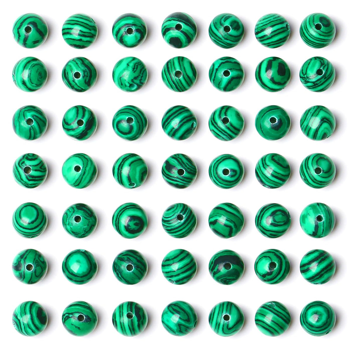 QINJIEJIE 100PCS Malachite Beads 8mm Natural Stone Beads Round Loose Gemstone Bead for Bracelet Beading Crystal Jewelry Making DIY Necklace Earrings 0.32"