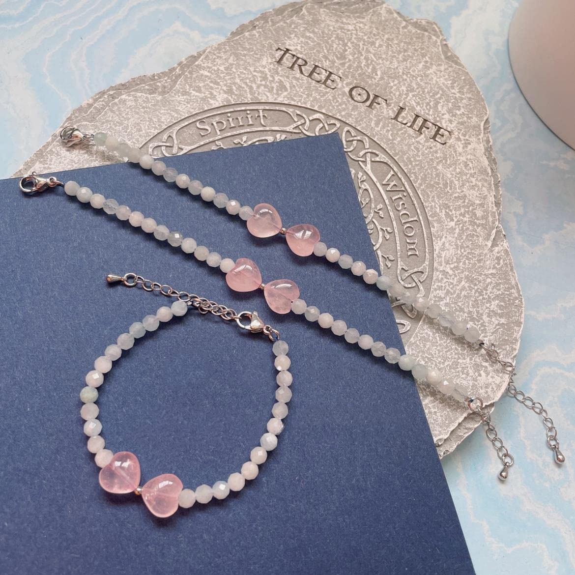 Fashewelry 14pcs Heart Natural Rose Quartz Stone Beads 15mm Faceted Tumbled Chakra Gemstone Pink Crystal Healing Beads for Valentines Day Earring Bracelet Necklace Jewelry Making