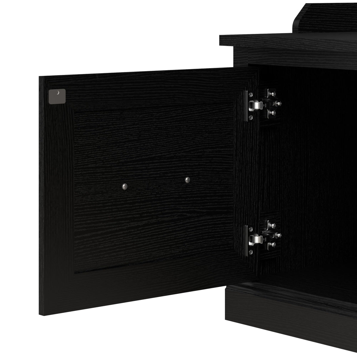 Bush Home Woodland 40W Entryway Bench with Doors and Wall Mounted Coat Rack in Black Suede Oak | Mudroom Shoe Storage, Clothing Organizer