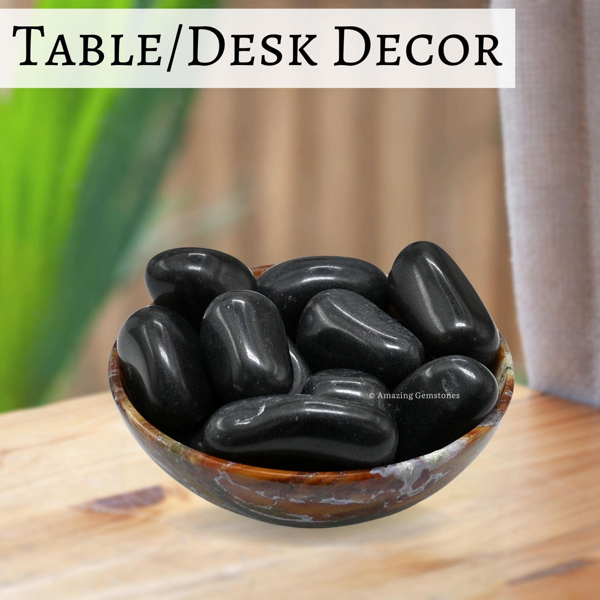 Amazing Gemstone Black Agate Crystals and Healing Stones Tumbled - 1 oz, Natural Healing Stones for Energy Balance, Stress Relief - Premium Polished Gems Rocks for Meditation and Wellness