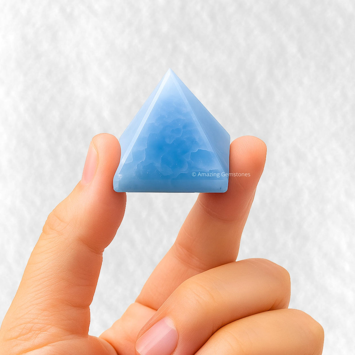 Amazing Gemstone Blue Calcite Pyramid Crystal Healing Stones - 1" Great Pyramid Figurine of Natural Stone Pyramid for Meditation, Reiki, Chakra Balancing and Crystal Pyramids Grid