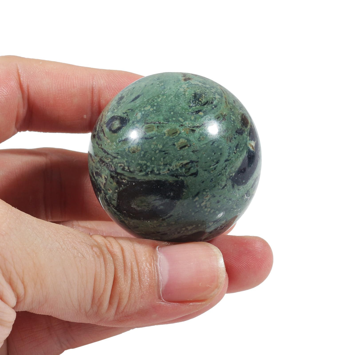 Casaper Natural Kambaba Jasper Ball with Stone Stand, Healing Crystal Sphere for Home Fengshui Yoga Meditation, Reiki Energy Balancing 1.18”(30mm)