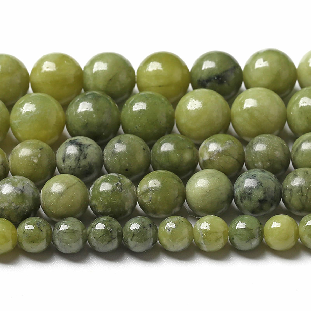 180pcs 4MM Natural Stone Chinese Green Jade Beads Round Loose Beads for Jewelry Making Bracelet 2 Strands 32"