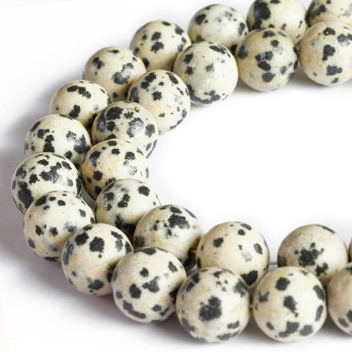 35pcs 10mm Natural Dalmatian Stone Beads Gemstone Beads Round Loose Beads for Jewelry Making