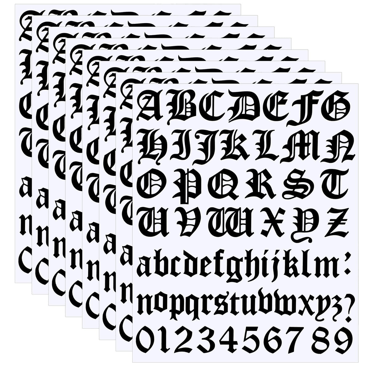 Teling 8 Sheets Letter Stickers Vinyl Old English Alphabet Number Stickers Self Adhesive Stick on Letters for Graduation Scrapbooking DIY Art Business Mailboxes Address Craft(1 Inch,Black)