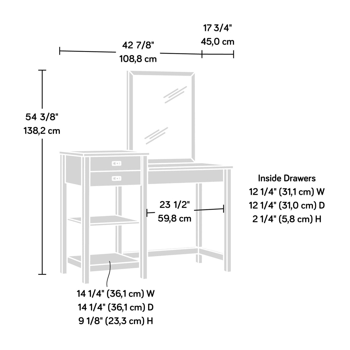 Sauder Cottage Road Vanity, Soft White Finish