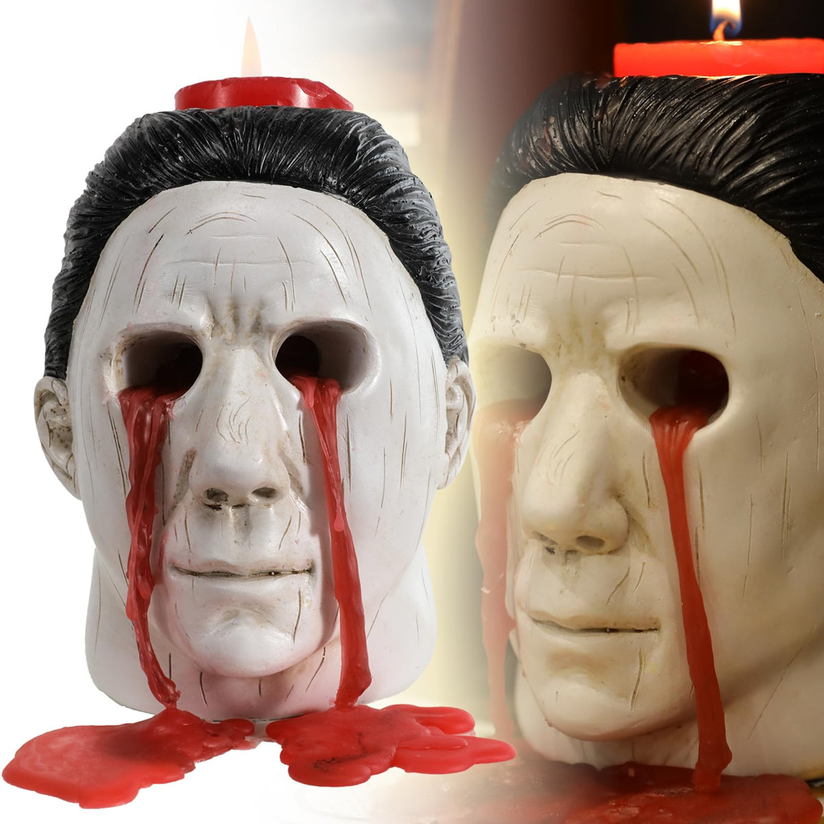 Generic Halloween Candle Holder Halloween Statue with Bleeding Eyes Decor Horror Candlestick Decoration, White, BE-012A