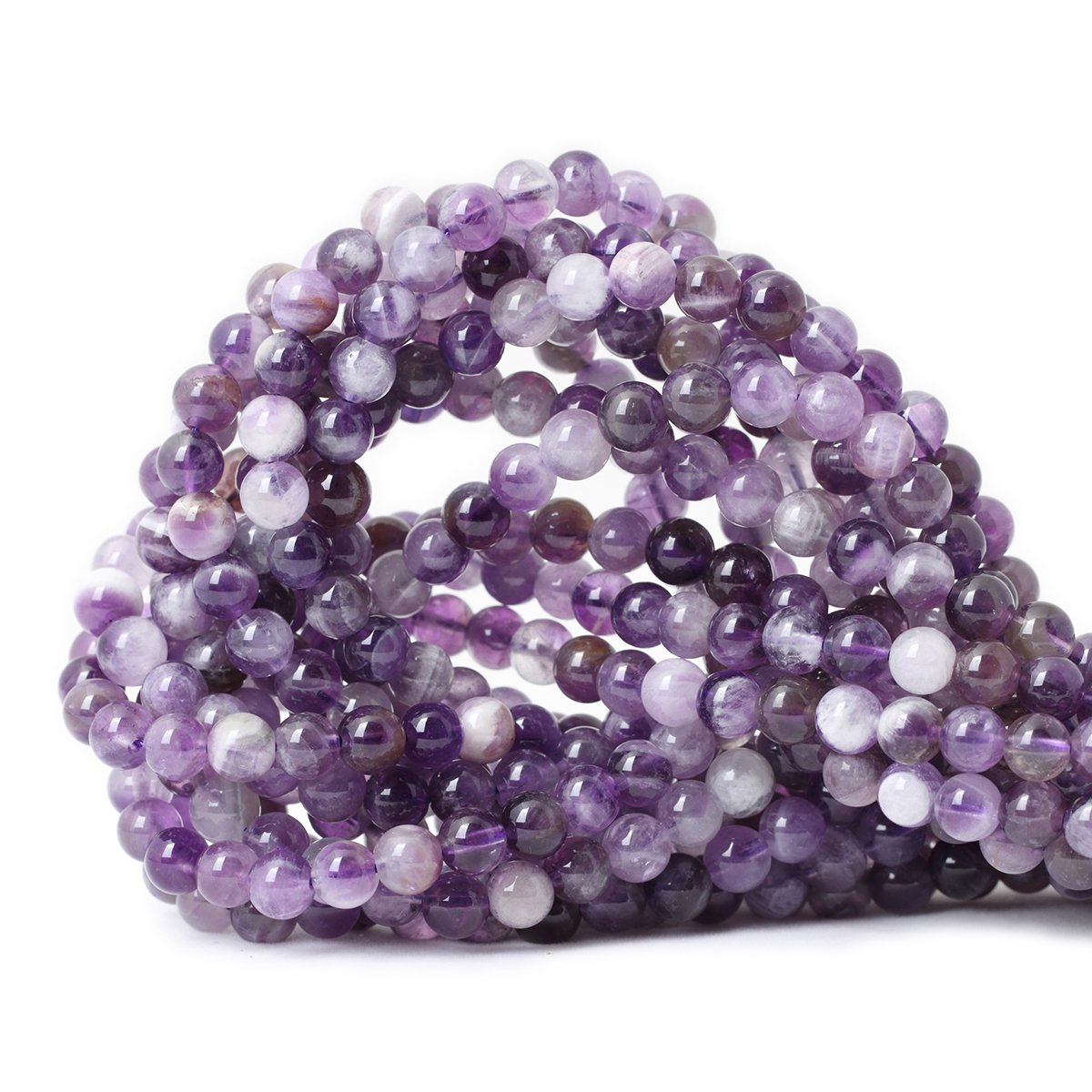 CHEAVIAN 60PCS 6mm Natural Dog Teeth Amethyst Gemstone Round Loose Beads Crystal Energy Stone Healing Power for Jewelry Making 1 Strand 15"