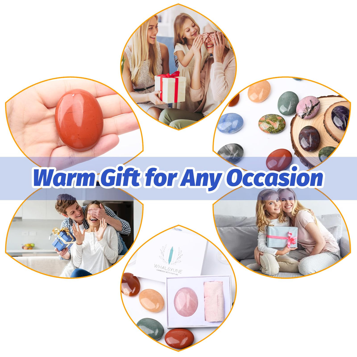 WHAL&YUNE Palm Stone Healing Crystals Worry Stone Natural Polished Stone for Meditation Energy Balancing Therapy Hot Massage Gifts -1.7 inches (Sodalite 1PC)
