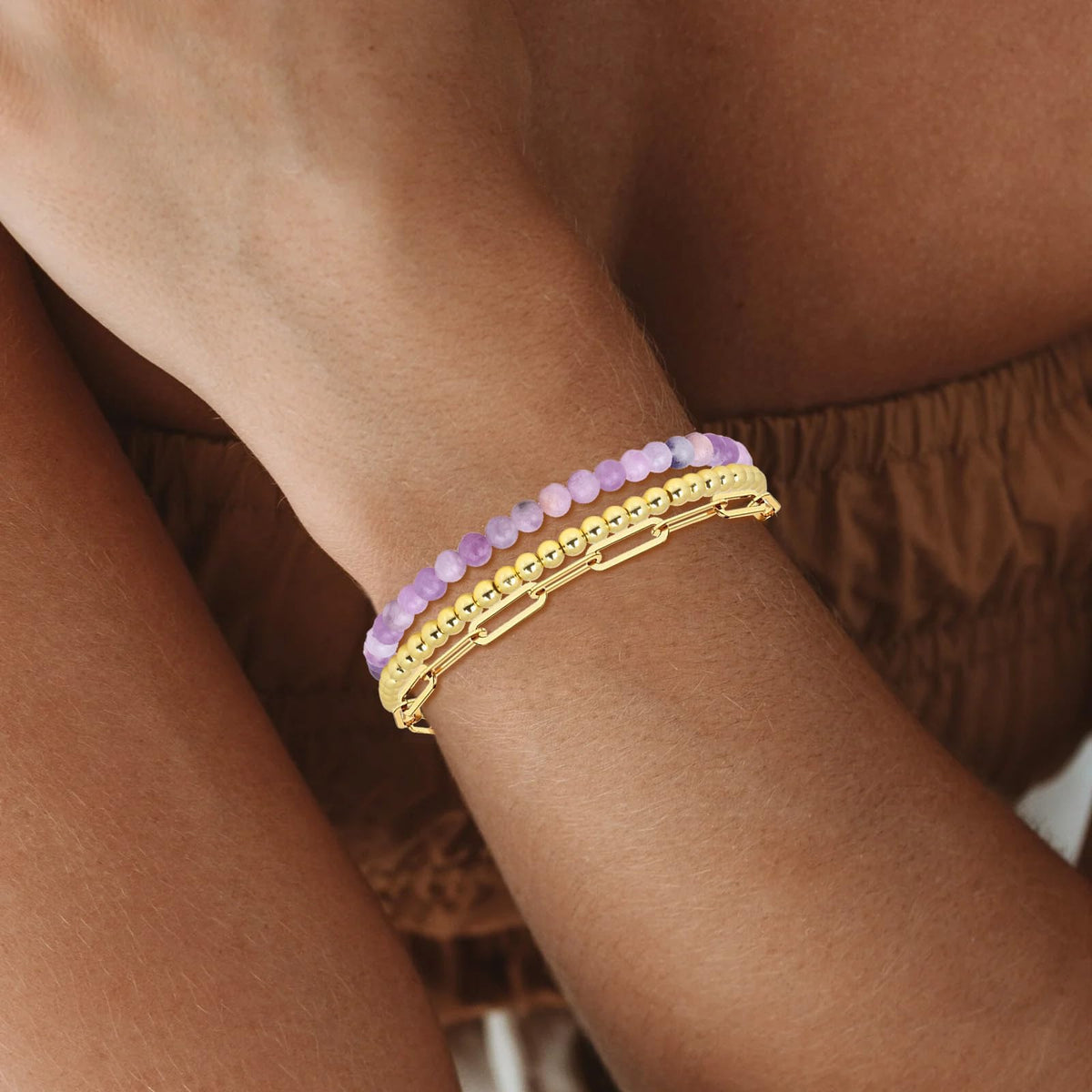 Harry and Henry Gold Beaded Bracelets for Women Gold Crystal Stackable Bracelets for Women Elegant Bead Bracelet Set Boho Jewelry Gift