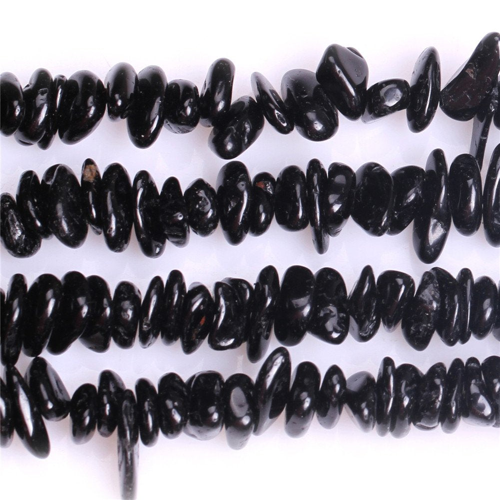 Black Tourmaline Beads for Jewelry Making Natural Semi Precious Gemstone 7x13mm Freeform Strand 15" JOE FOREMAN