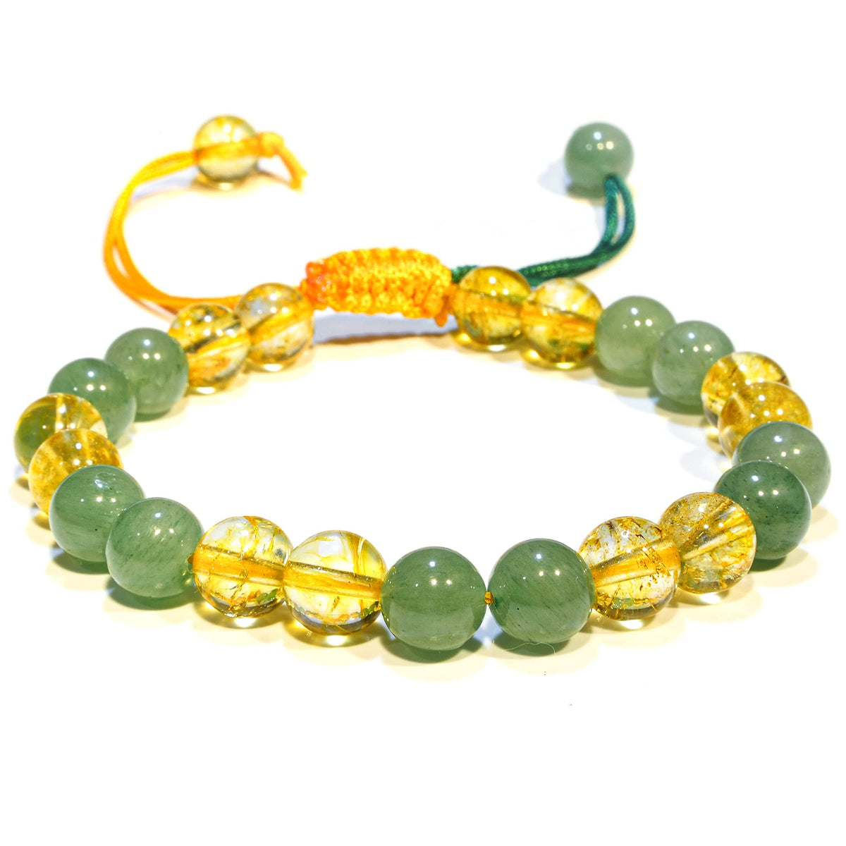 ANAYA AGATE Healing Crystal Bracelet – Chic Gemstone Bracelet for Men and Women – 8mm Round Bead Bracelets for Spiritual Healing, Protection, Positive Energy - Green Aventurine & Citrine