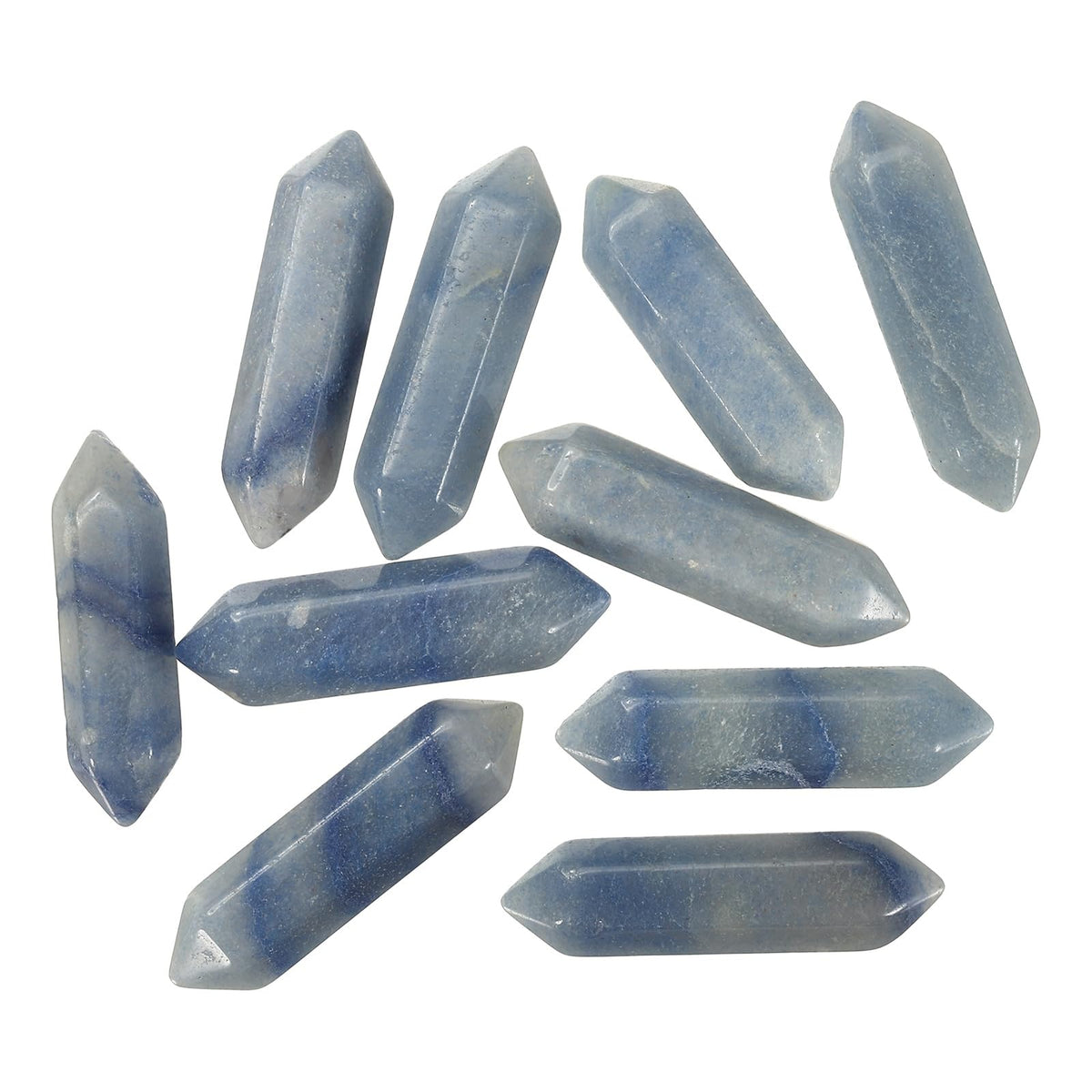 MECCANIXITY 10 Pack Blue Aventurine Quartz Crystals, Polished Crystals Bulk Hexagonal Shaped Meditation Gemstone for Jewelry Making Energy Balance Accessories Gifts