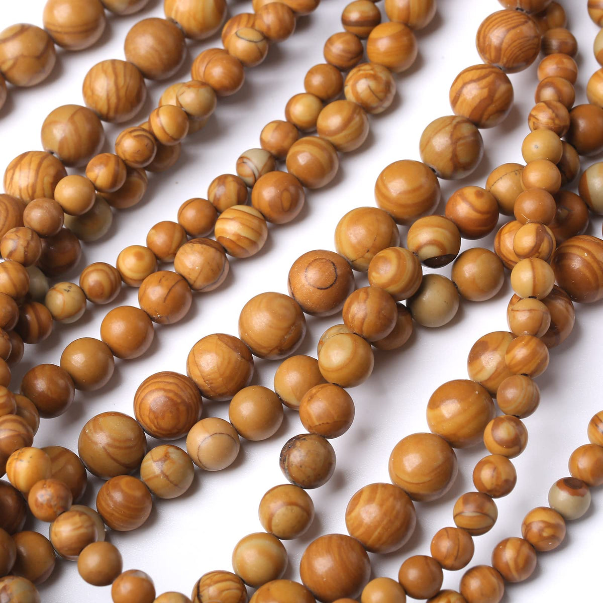 45PCS 8MM Natural Woodgrain Jasper Stone Beads Round Shape Suitable for Jewelry DIY Bracelet 15 Inches