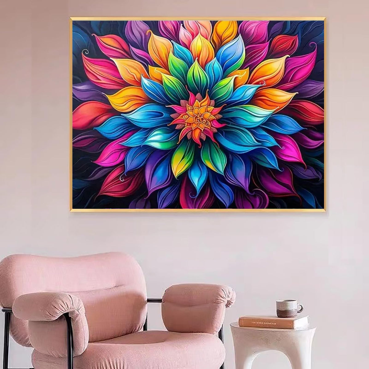 MaiMMaledy Paint by Numbers Kit for Adults Beginners Canvas Pictures with Framed Drawing Painting Acrylic Pigment with Wooden Triangle Easel Colorful Flowers 8Wx12L inch