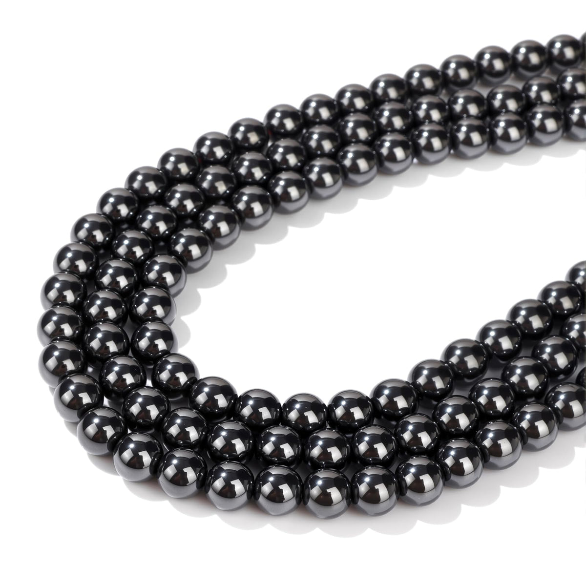 Risyfjew 100PCS 8mm Natural Hematite Beads Gemstone Round Loose Beads for Jewelry Making Chakra Crystal Stone Beads for Bracelets Necklace Earrings Making Supplies (100pcs/Strand)