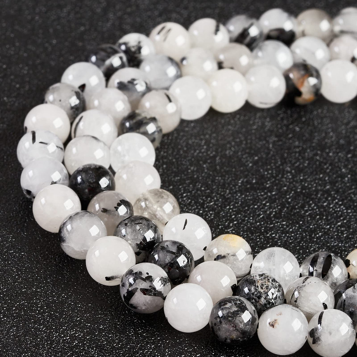 45pcs 8mm Natural Tourmaline Quartz Beads Gemstone Beads Round Loose Beads for Jewelry Making