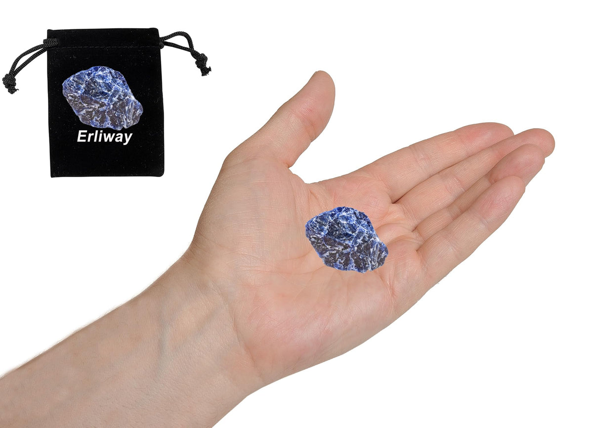 Sodalite Raw Crystals, Large 1.25-2.0" Healing Crystals Natural Rough Stones Crystal for Tumbling, Cabbing, Fountain Rocks, Decoration, Polishing, Wire Wrapping, Wicca & Reiki