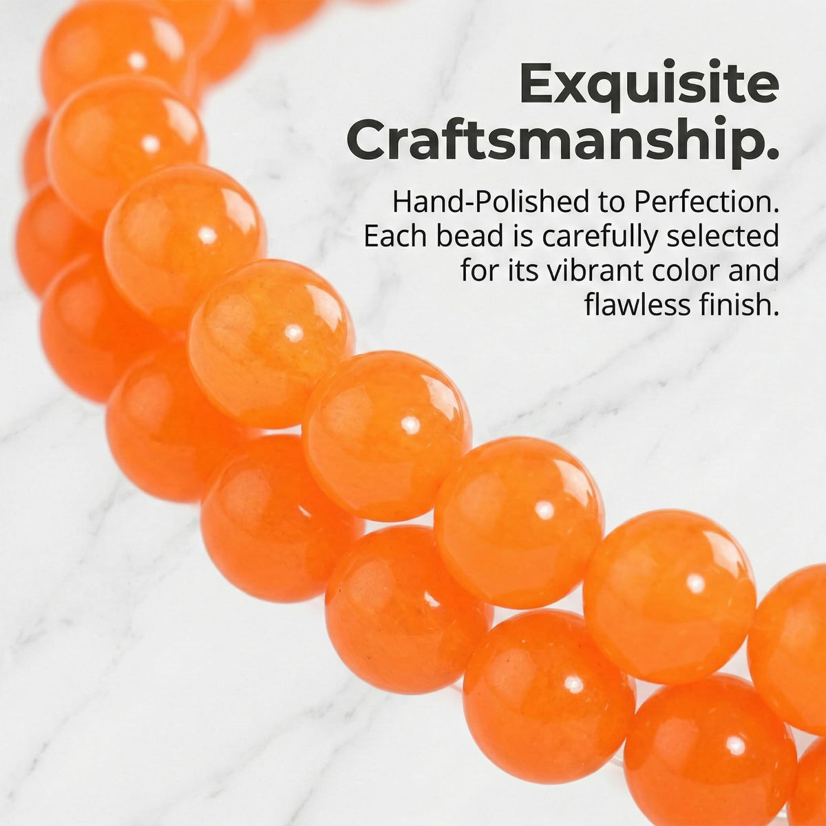Anjpuy Natural Orange Chalcedony Beads 10mm - 35pcs Round Gemstone Beads for Jewelry Making - Bulk Loose Crystal Stone Bead Supplies for Bracelet Necklace Earrings Crafting