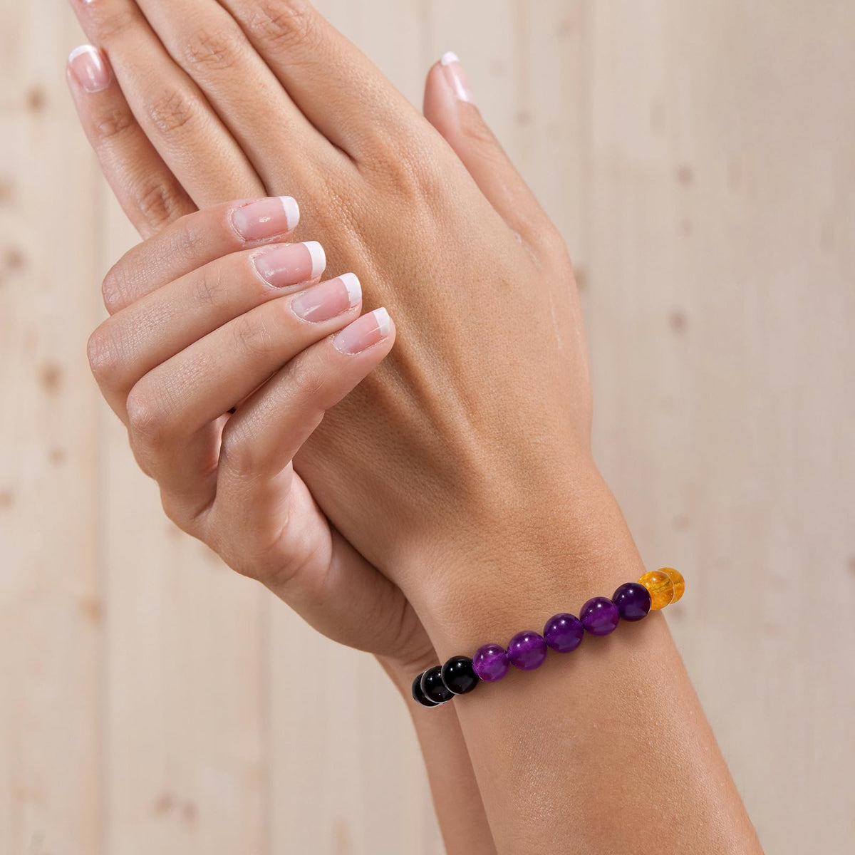 Risyfjew Natural Healing Crystal Bracelet for Women Healthy Bracelets Calming Jewelry Gifts Worry Stone Amethyst Tiger Eye Sodalite