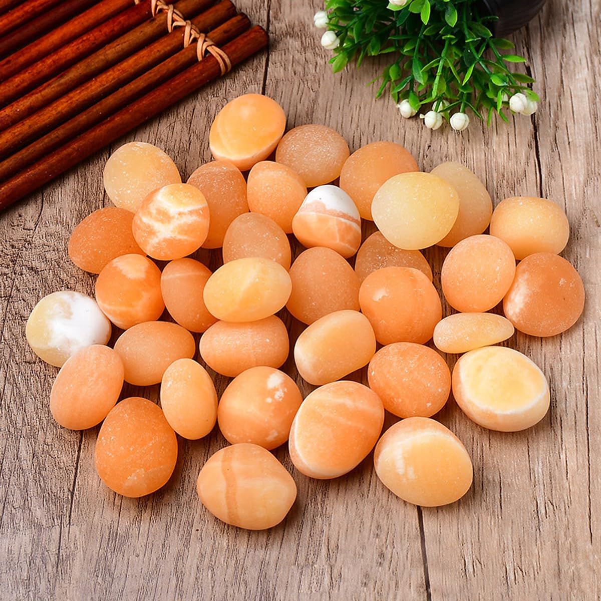 Erliway Yellow Calcite Healing Crystal Stones, 1.25-2.0" Large Reiki Healing Gemstones Natural Tumbled Polished Stones for Energy Witchcraft Therapy Meditation