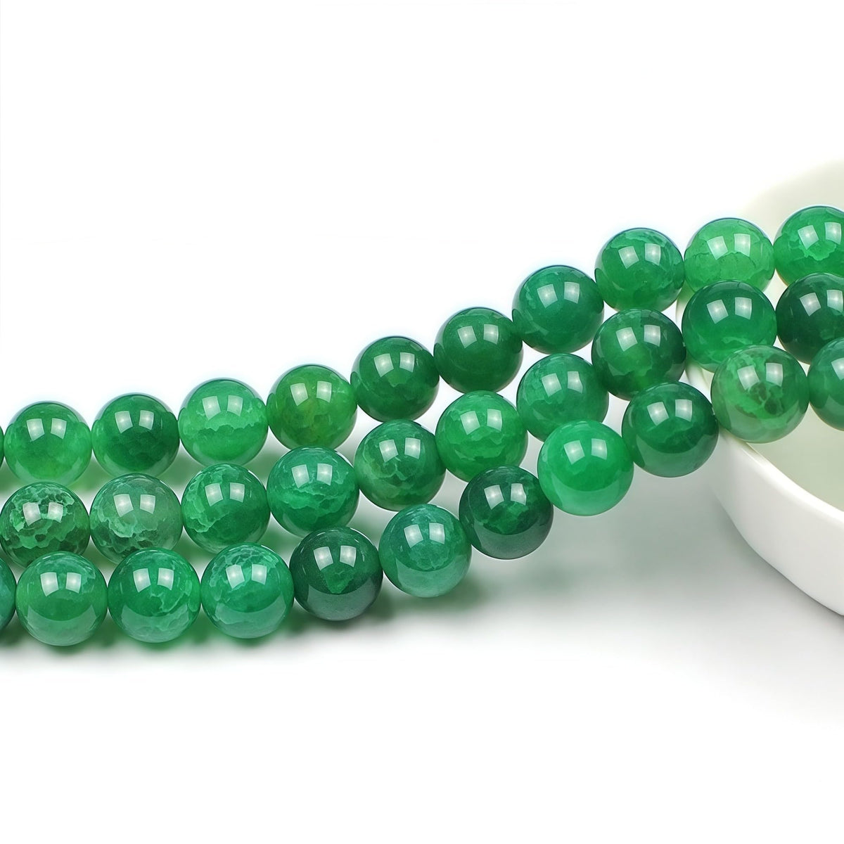 MJDCB Natural Stone Beads 8mm 43pcs Round Green Dragon Vein Agate Loose Gemstone Bead Charms for Jewelry Making Bracelet Necklace Earring Pendant