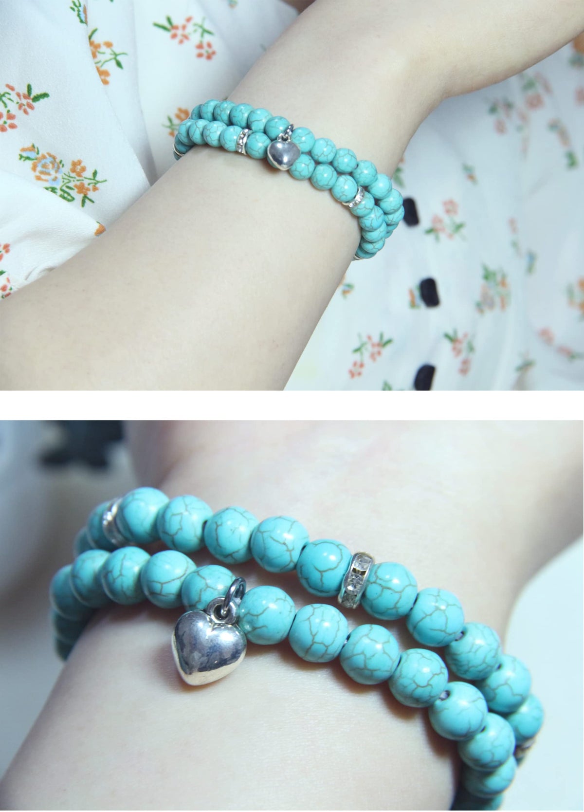 GDLKPYHS Healing Bracelets for Women - Turquoise Bracelet - Healing Prayers Crystal Bracelet, 8mm Natural Stone Stress Relief Yoga Beads Get Well Soon Gifts