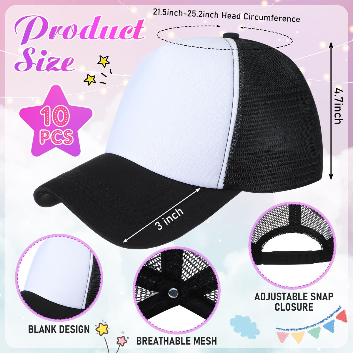 Hercicy 35PCS Western Cowgirl Trucker Hats DIY Kits, Sublimation Blank Baseball Caps Trucker Hat with Western Iron On Patches Pink Cowgirl Embroidered Patches for Bridal Shower Birthday Party
