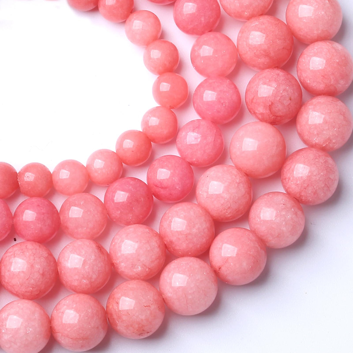 10MM Pink Rhodonite Jade Chalcedony Beads Natural Gemstone Beads Round Loose Beads for Jewelry and Bracelets Making 72pcs 2 Strands 32"