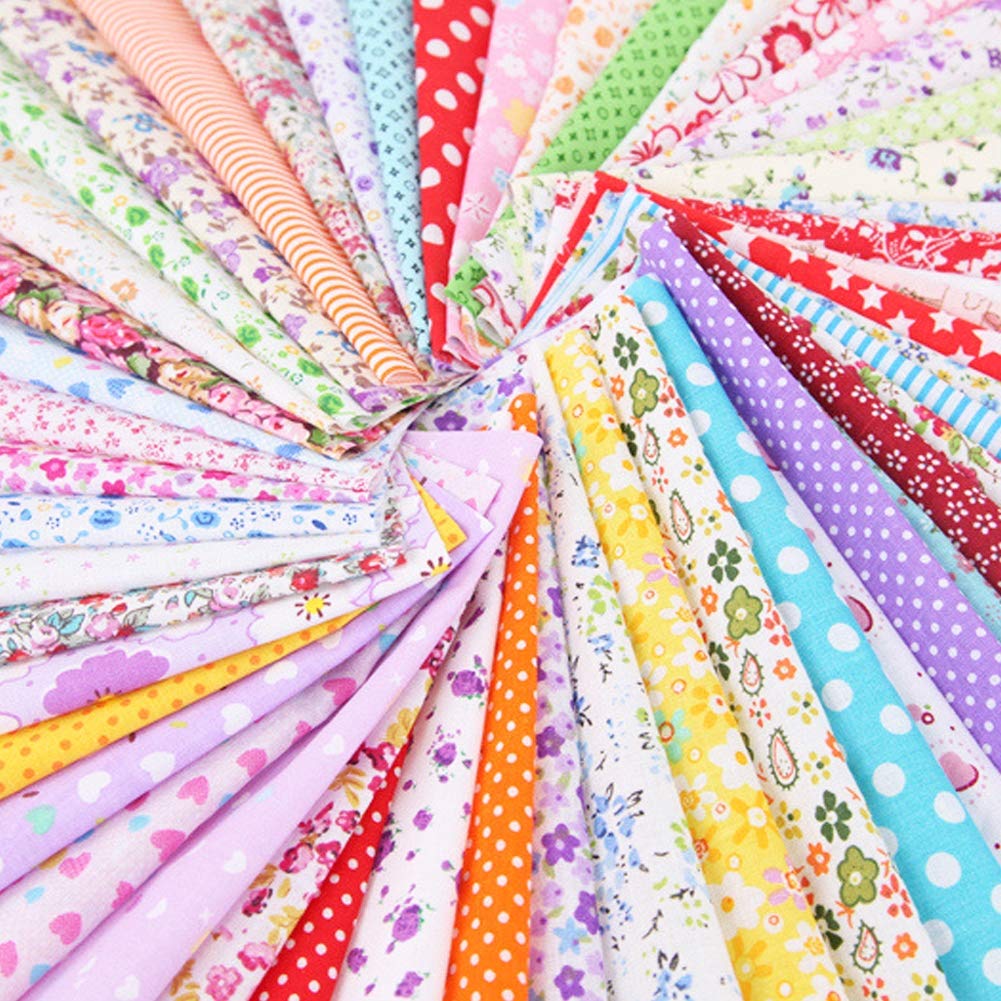 AYNEFY Cotton Floral Patchwork,100 Pcs 10 x 10 cm Floral Printed Fabric Patchwork Sewing Craft Fabric Bundles for Sewing Quilting Stitching DIY Making Supplies
