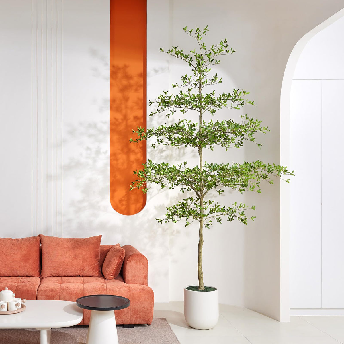 VeriNatural 10FT Artificial Black Olive Tree Indoor with White Planter – Tall Luxury Faux Olive Tree, Mediterranean Architectural Statement Decor for Living Room & Office,VN232
