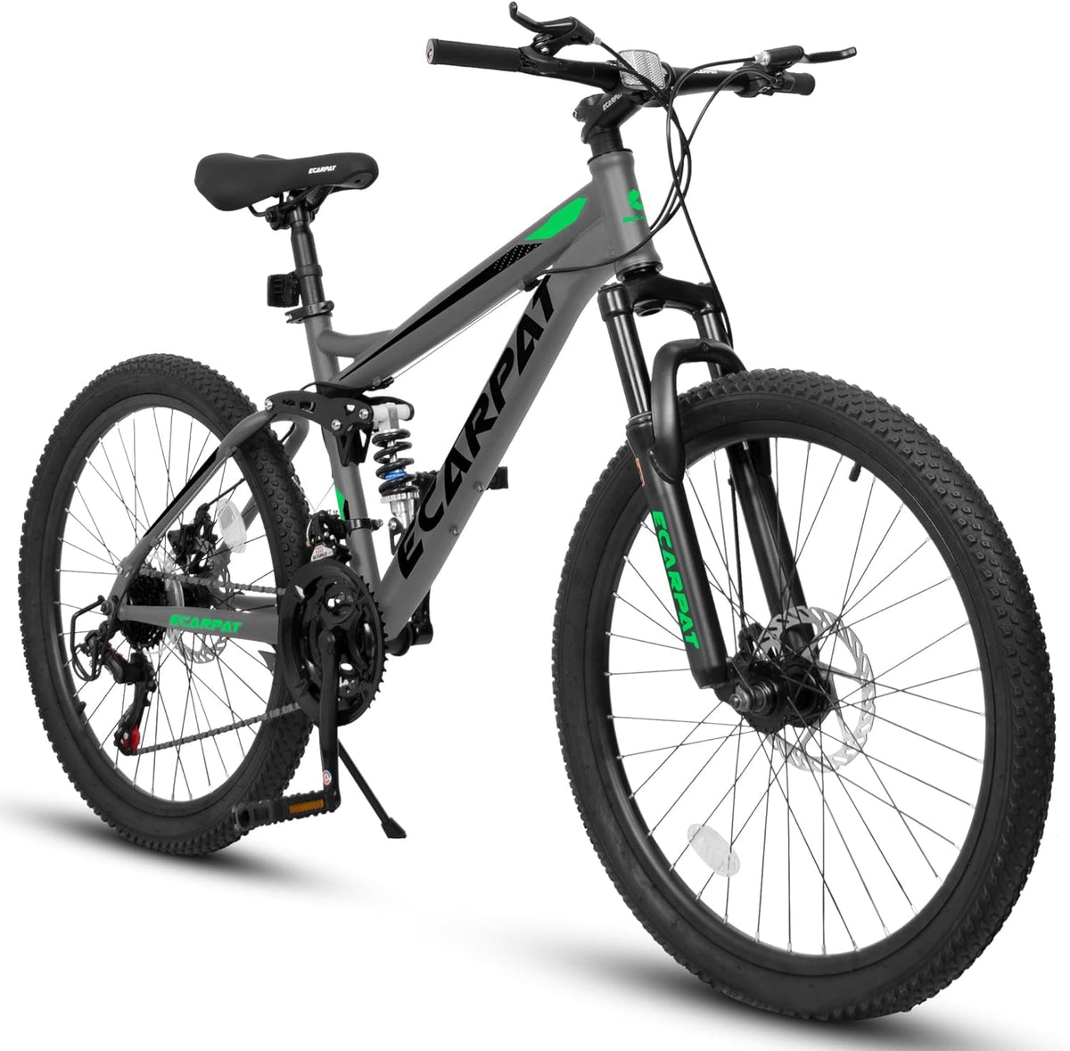 KIAPALNO 26 Inch Mountain Bike, Dual Full Suspension 21 Speed Womens Mens Mountain Bikes, Commuter Bike with Carbon Steel Frame and Dual Disc Brakes