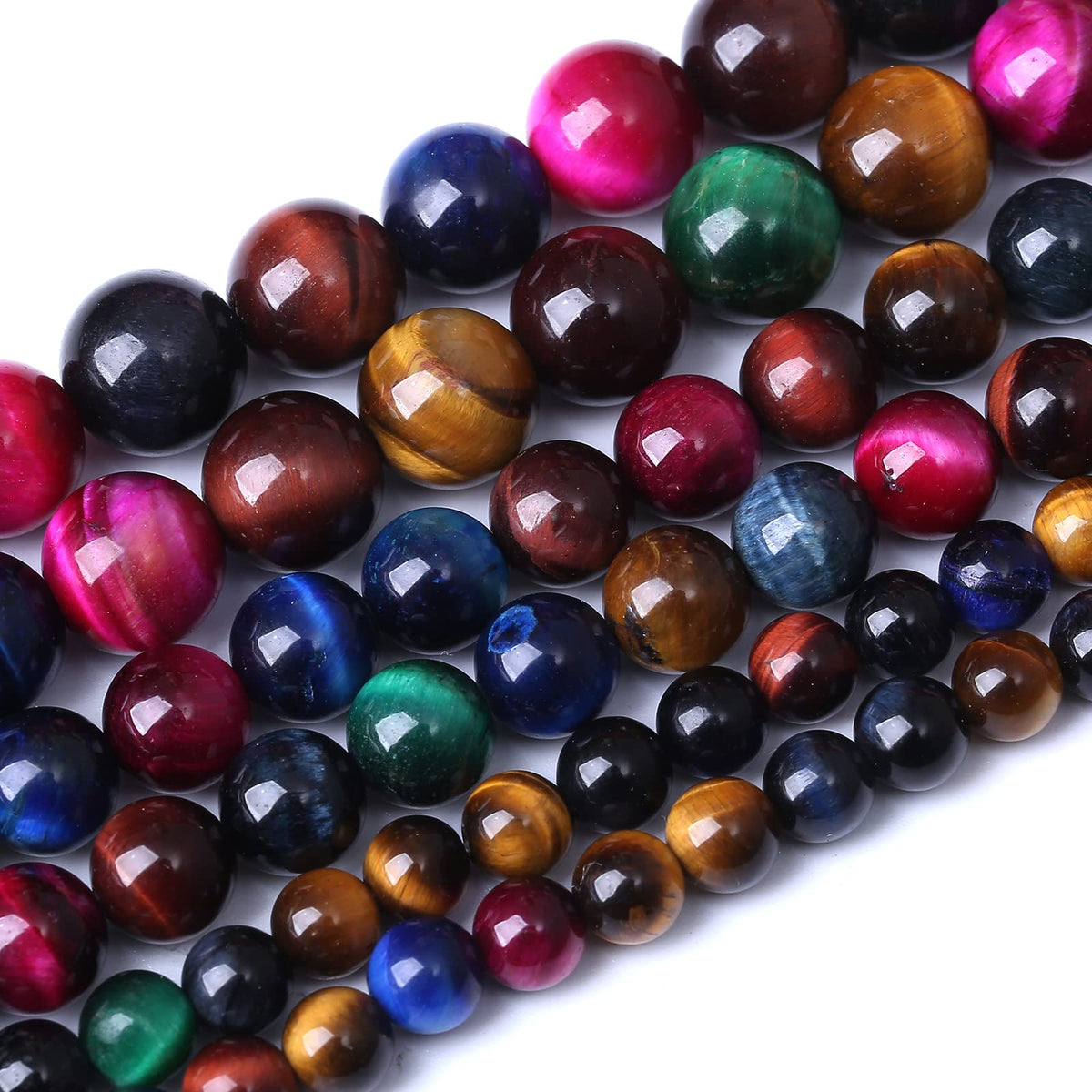 32PCS 12MM AAA Colorful Tiger Eye Stone Beads Natural Gemstone Bead Crystal Healing Energy Jewelry Making DIY 15 inches