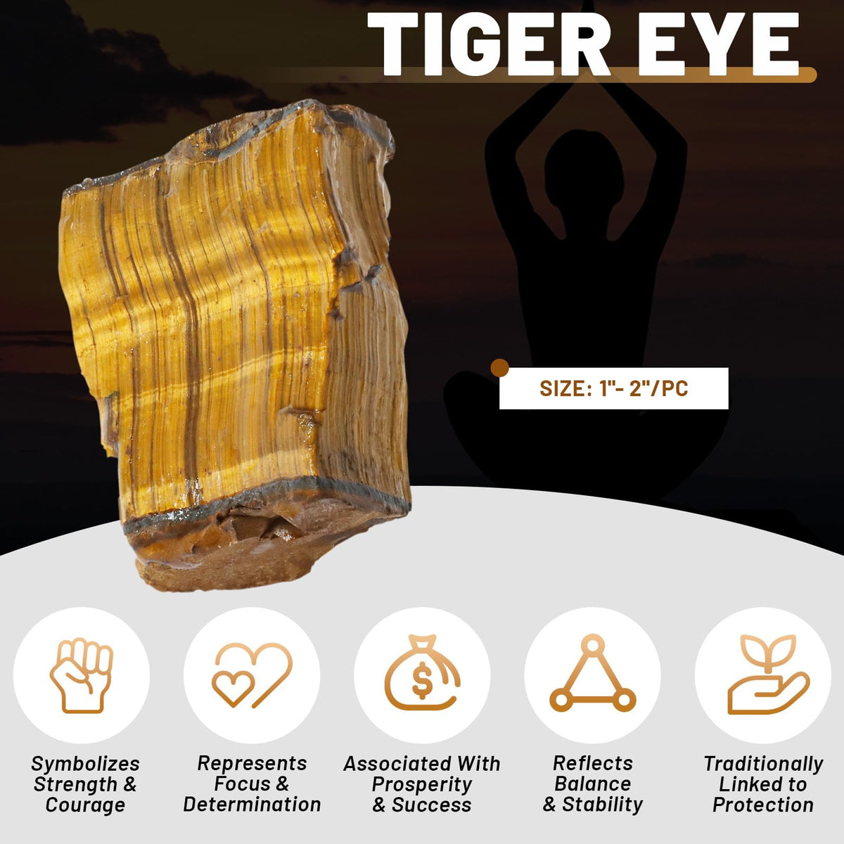 1.1lb Bulk Raw Tiger Eye Stone Rough Crystal-Natural Tiger Eye Raw Stones Crystal for Tumbling, Cabbing, Fountain Rocks, Decoration,Polishing, Wire Wrapping, Wicca & Reiki Crystal Healing
