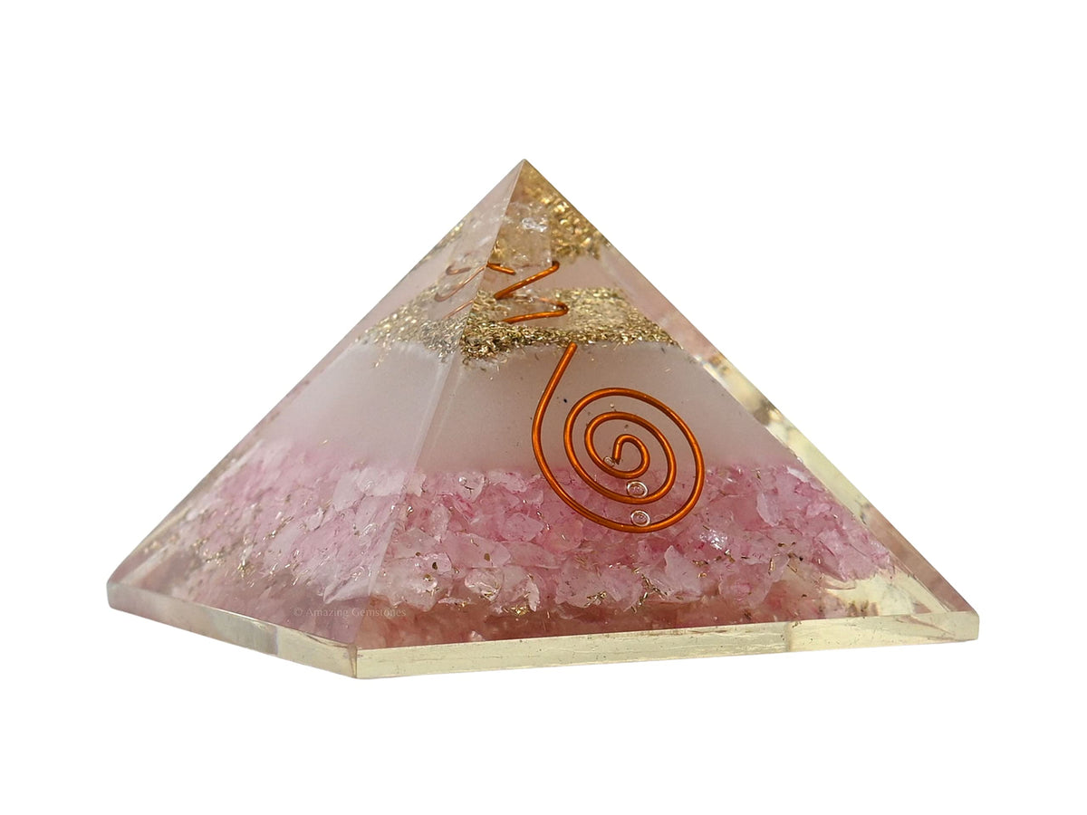 Large Orgone Pyramid | Glow in Dark Rose Quartz Pyramid Crystal | Orgonite Pyramid | Organ Pyramids Positive Energy Healing
